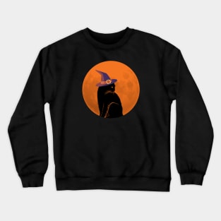 Black Witch Cat and Full Moon Crewneck Sweatshirt